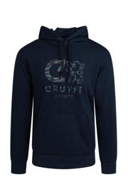 thumbnail: Donkerblauwe jongens en meisjes Cruyff hoodie van katoen met logo dessin, lange mouwen en capuchon