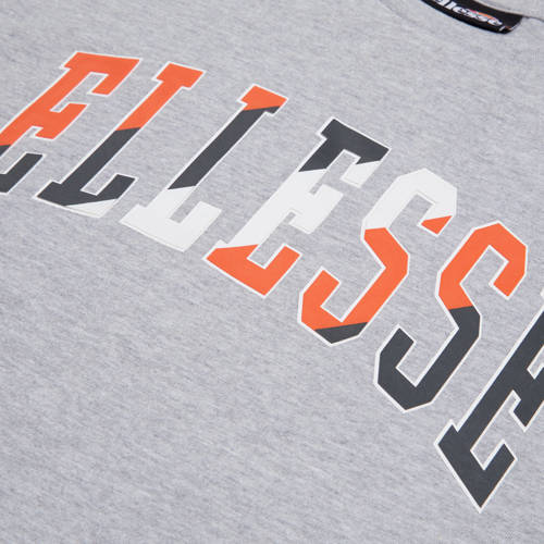 Ellesse T-shirt grijs melange Jongens Meisjes Katoen Ronde hals Printopdruk 128-134