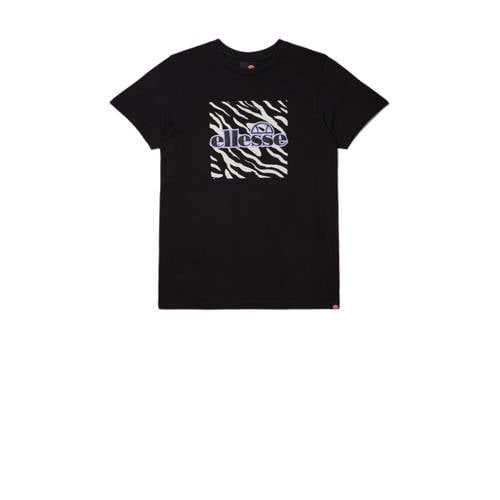Ellesse T-shirt Bibbona met printopdruk zwart/wit Meisjes Katoen Ronde hals - 140-146