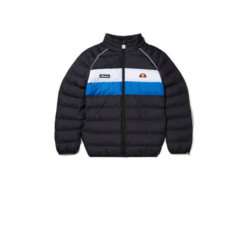 Ellesse outdoor jas Metano zwart/wit/blauw Jongens Polyester Opstaande kraag - 158-164