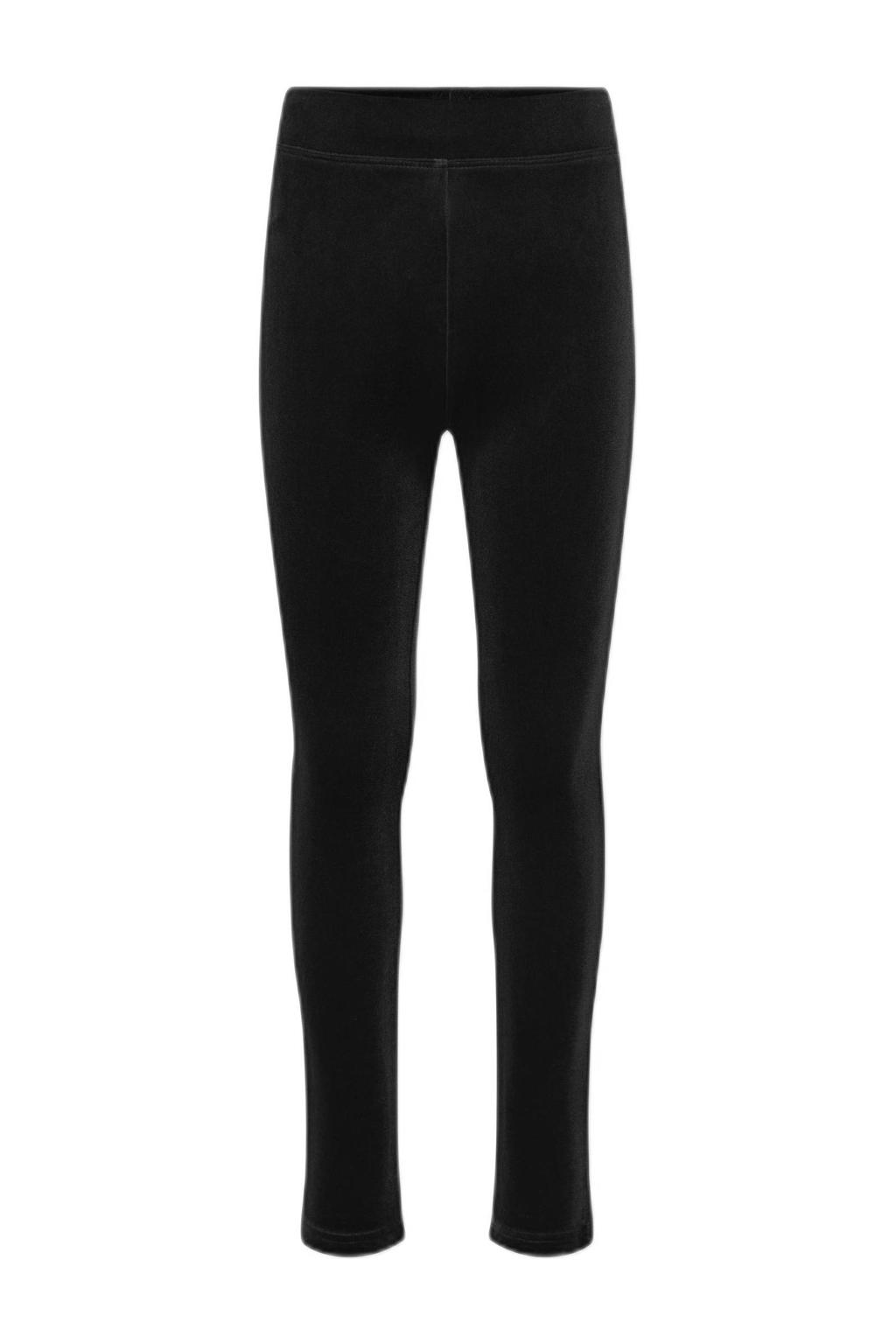 Zwarte meisjes KIDS ONLY GIRL velours flared legging met regular waist, elastische tailleband en effen