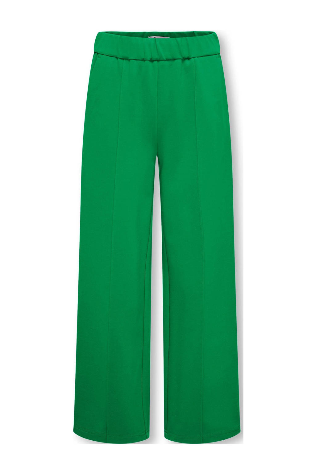Groene meisjes KIDS ONLY GIRL wide leg broek van viscose met regular waist en elastische tailleband