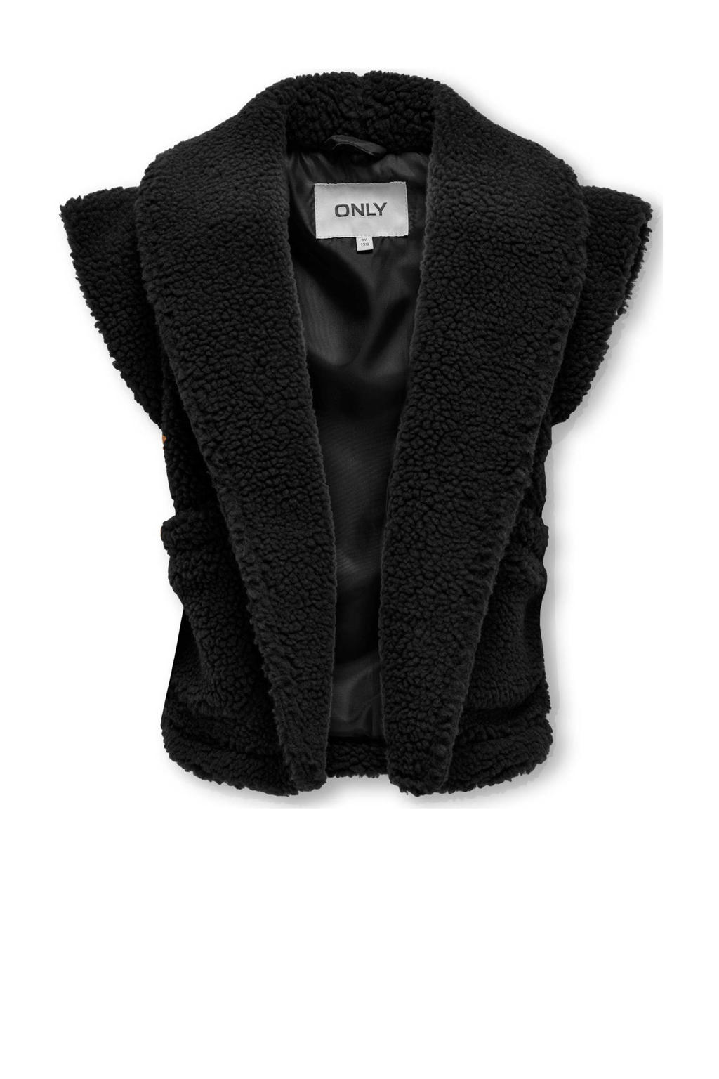 KIDS ONLY GIRL teddy gilet KOGSIKA zwart