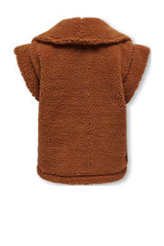 thumbnail: Bruine meisjes KIDS ONLY GIRL gilet van teddy materiaal met openvallende hals
