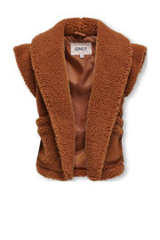 thumbnail: Bruine meisjes KIDS ONLY GIRL teddy gilet met effen en openvallende hals