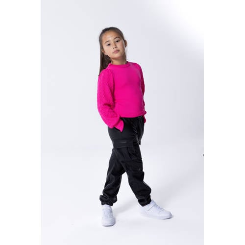 Only KIDS GIRL imitatieleren cargobroek KOGHEIDI zwart Meisjes Imitatieleer 134