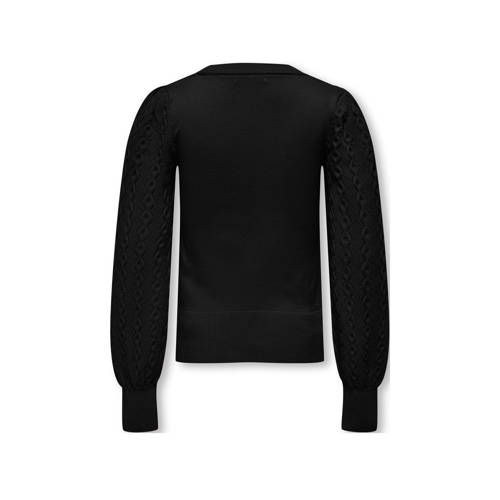 Only KIDS GIRL fijngebreide trui KOGSYLVIA zwart Meisjes Polyester Ronde hals 122 128