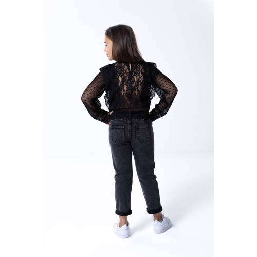 Only KIDS GIRL top met kant zwart Meisjes Nylon Opstaande kraag 128