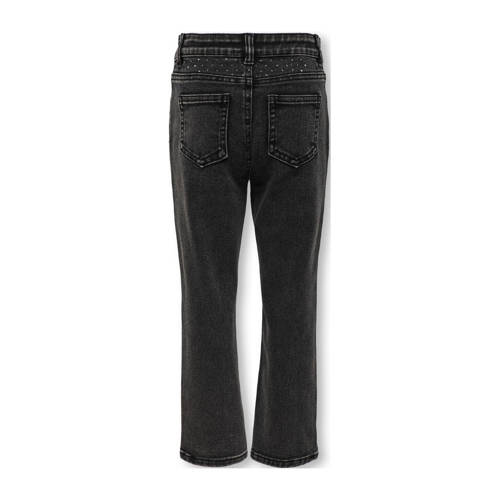 Only KIDS GIRL straight fit jeans KOGEMILY met all over print washed black Zwart Meisjes Stretchdenim 128