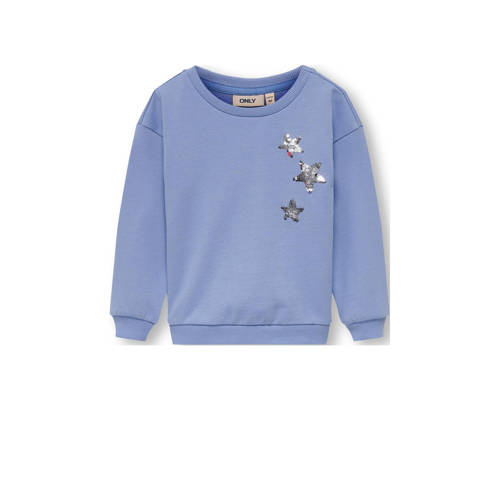 KIDS ONLY MINI sweater KMGSTAR met printopdruk en pailletten lavendel Blauw 