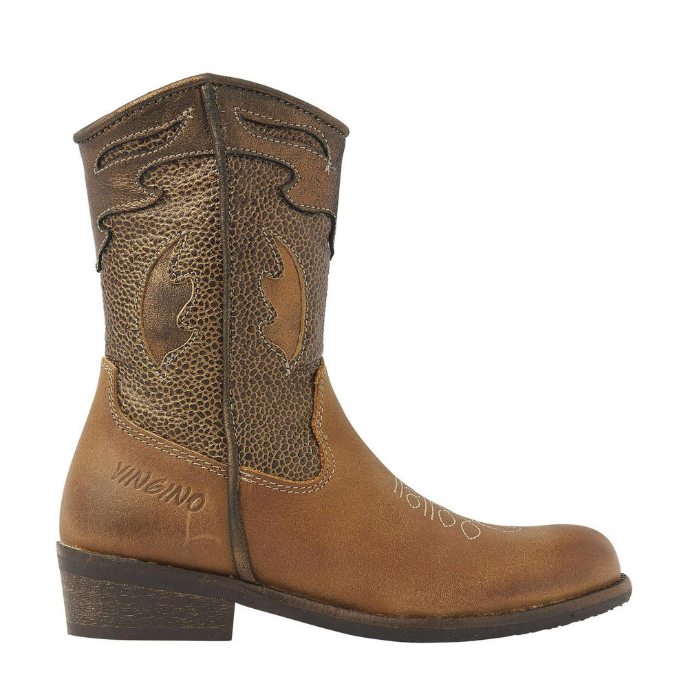 Cognackleurige meisjes Vingino Vera Xhi leren cowboylaarzen met ritssluiting