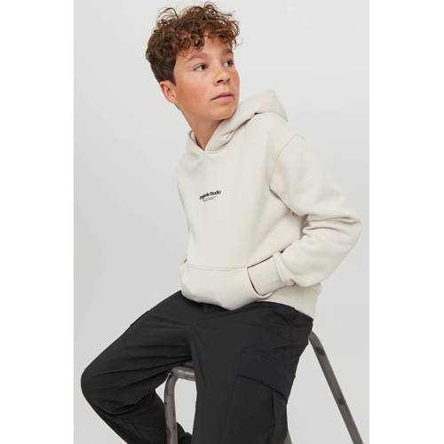 JACK & JONES JUNIOR hoodie JORVESTERBRO met tekst offwhite Sweater Ecru