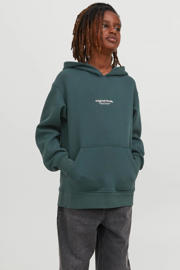 thumbnail: JACK & JONES JUNIOR hoodie JORVESTERBRO met tekst donkergroen