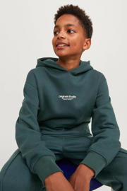 thumbnail: JACK & JONES JUNIOR hoodie JORVESTERBRO met tekst donkergroen