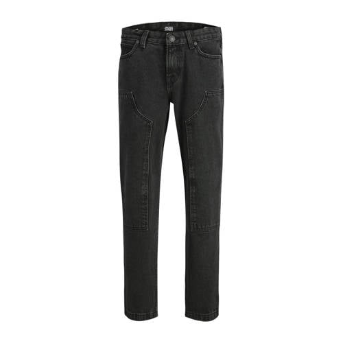 JACK & JONES JUNIOR high waist loose fit jeans JJICHRIS JJICARPENTER black denim Zwart 