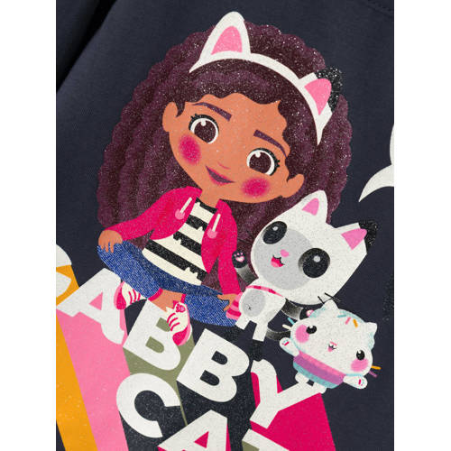 Name it MINI Gabby Cats T-shirt NMFAMIRA GABBY met printopdruk donkerblauw Meisjes Stretchkatoen Ronde hals 104