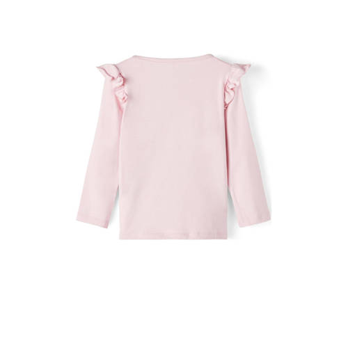 Name it MINI Gabby Cats T-shirt NMFAMIRA GABBY met printopdruk en ruches lichtroze Meisjes Stretchkatoen Ronde hals 104