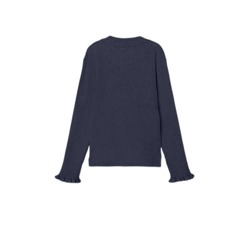 name it MINI sweater NKFVIANNA donkerblauw Meisjes Viscose Ronde hals Effen 92