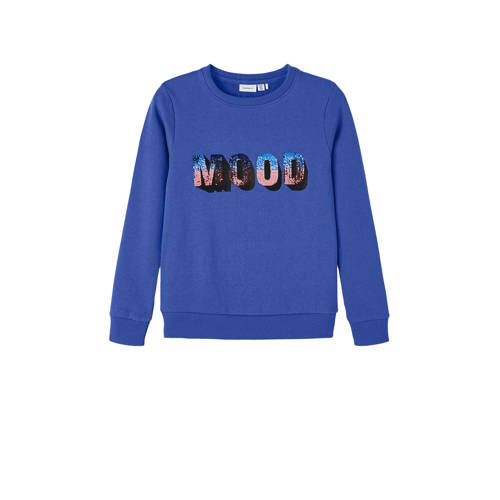 NAME IT KIDS sweater NKFNAMAGIC met printopdruk hardblauw Printopdruk
