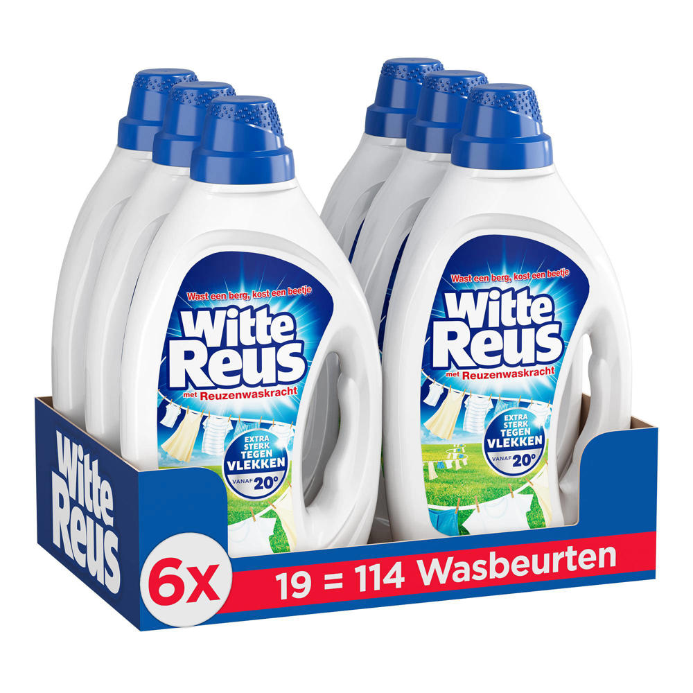 Witte-Reus Gel - vloeibaar wasmiddel - Witte Was - voordeelverpakking - 6 x 19 wasbeurten - 114 wasbeurten
