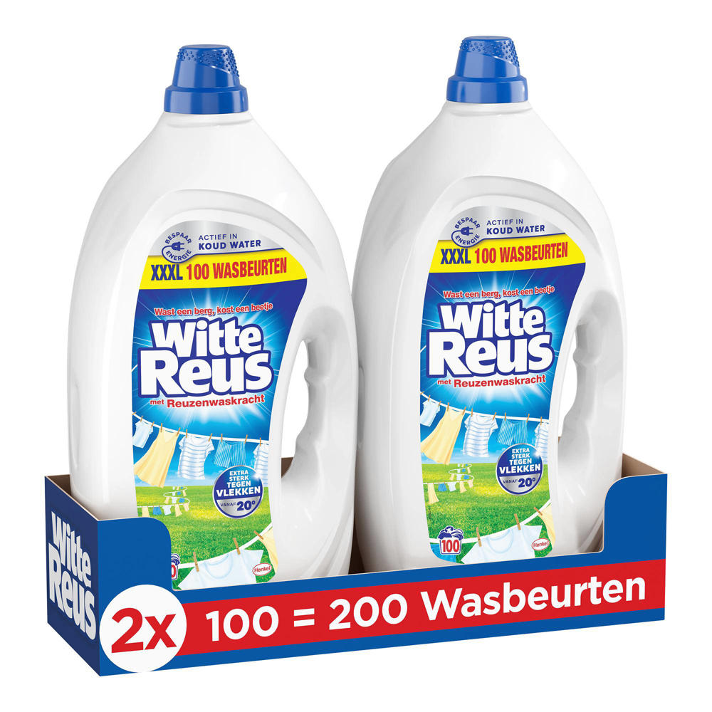 Witte Reus Gel - vloeibaar wasmiddel - Witte Was - voordeelverpakking - 2 x 100 wasbeurten - 200 wasbeurten