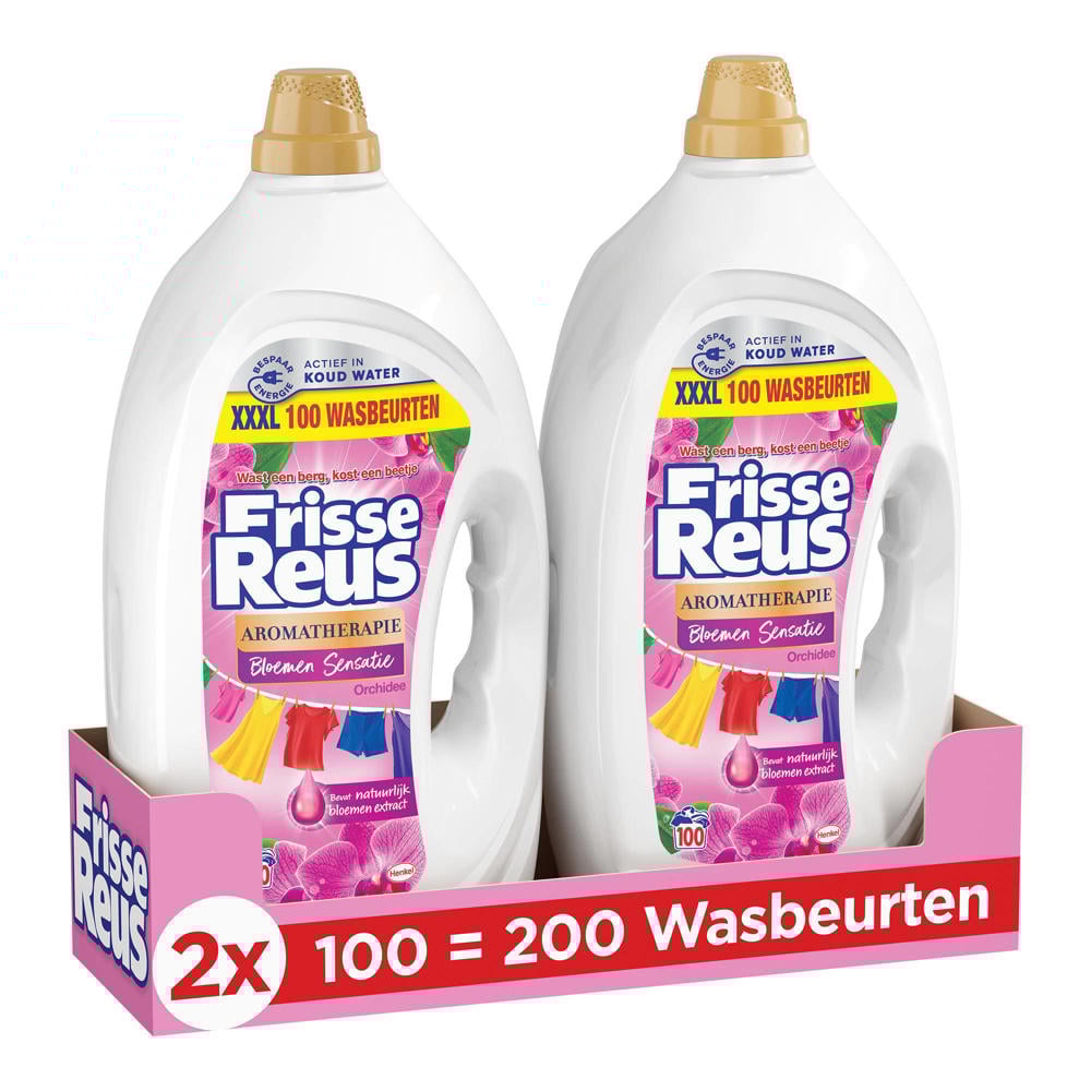 Witte Reus Orchidee Macadamia Gel vloeibaar wasmiddel - Gekleurde Was - 2 x 100 wasbeurten - voordeelverpakking - 200 wasbeurten