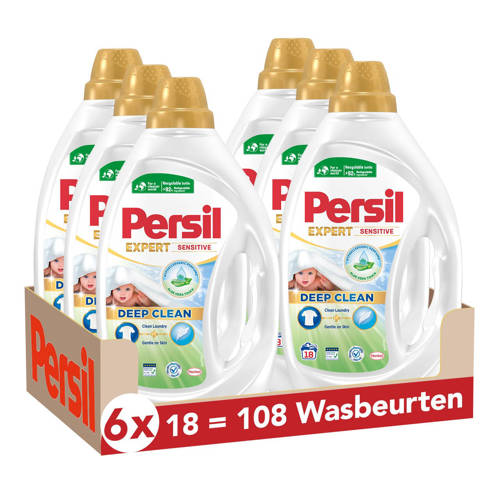 Persil Sensitive Gel wasmiddel - voordeelverpakking - 6 x 18 wasbeurten - 108 wasbeurten