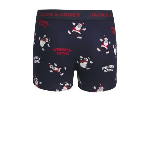 jack & jones JUNIOR giftbox boxerhort + sokken JACHAPPY XMAS donkerblauw Boxershort Jongens Stretchkatoen 128
