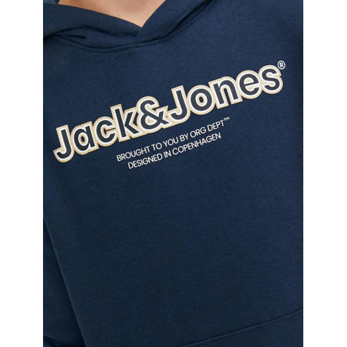 jack & jones JUNIOR hoodie JORLAKEWOOD met logo donkerblauw Sweater Logo 128