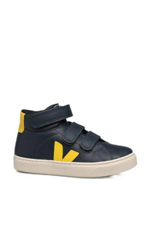 Esplar Mid  leren sneakers donkerblauw/geel