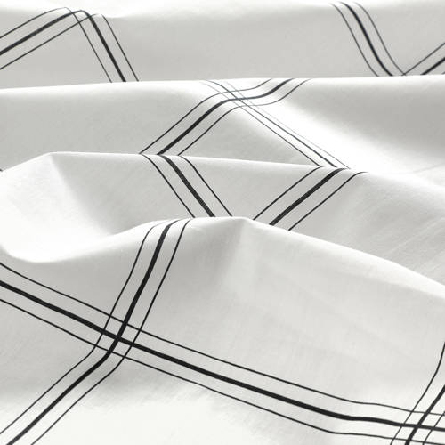 NOUS Living katoenen dekbedovertrek 1 persoons (140x220 cm) Wit Ruit