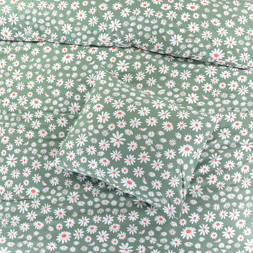 NOUS Living katoenen dekbedovertrek 1 persoons (140x220 cm) Groen Bloemen