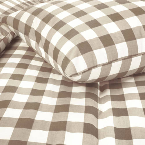 NOUS Kids katoenen dekbedovertrek peuter (140x220 cm) Beige Ruit