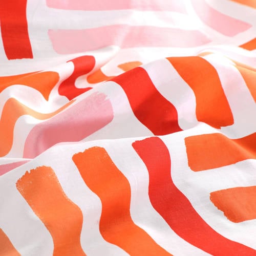 NOUS Living katoenen dekbedovertrek 1 persoons (140x220 cm) Oranje Streep