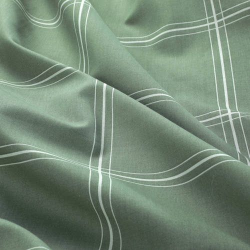 NOUS Living katoenen dekbedovertrek 2 persoons Line Check (200x220 cm) Groen