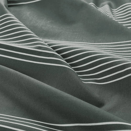 NOUS Living katoenen dekbedovertrek 2 persoons Wide Stripe (200x220 cm) Groen