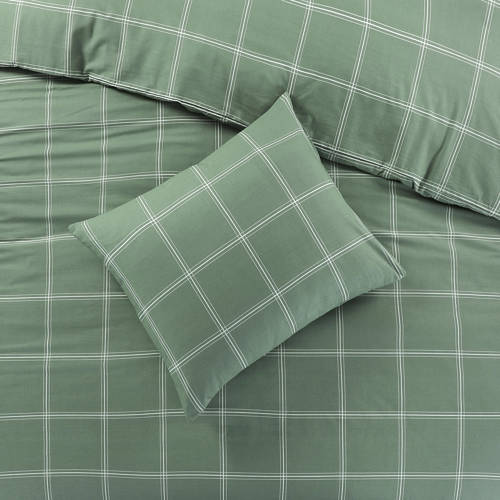NOUS Living katoenen dekbedovertrek 1 persoons (140x220 cm) Groen Ruit