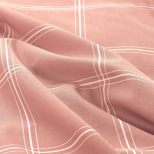 NOUS Living katoenen dekbedovertrek 1 persoons (140x220 cm) Roze Ruit