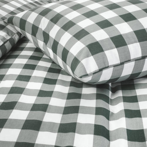 NOUS Living katoenen dekbedovertrek 1 persoons (140x220 cm) Groen Ruit