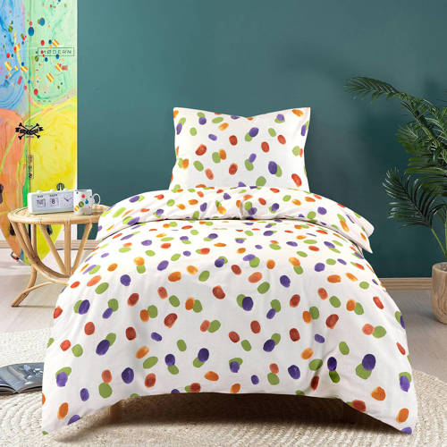 NOUS Kids katoenen dekbedovertrek 1 persoons (140x200 cm) Multi Stip