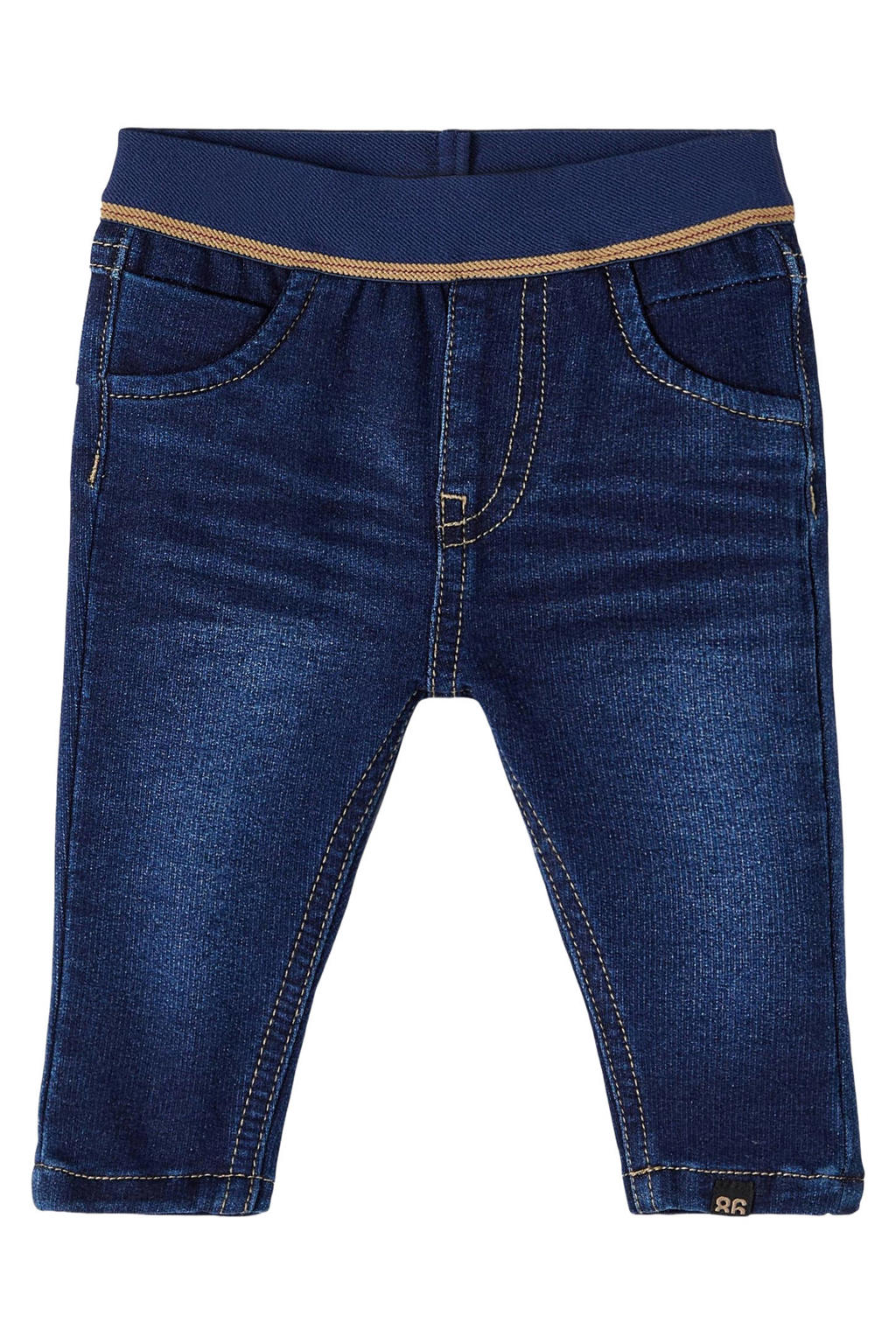 Dark blue denim jongens NAME IT BABY baby slim fit jeans medium dark blue van katoen met regular waist, elastische tailleband en effen