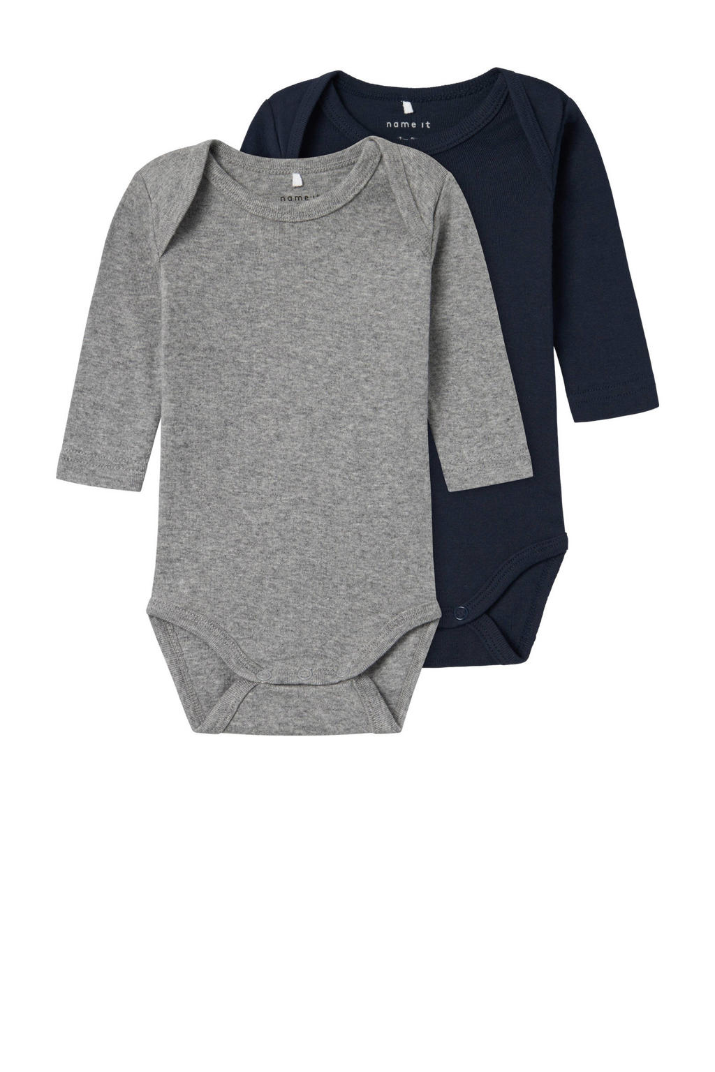 NAME IT BABY romper NBNBODY- set van 2 donkerblauw/grijs melange