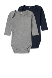 thumbnail: NAME IT BABY romper NBNBODY- set van 2 donkerblauw/grijs melange