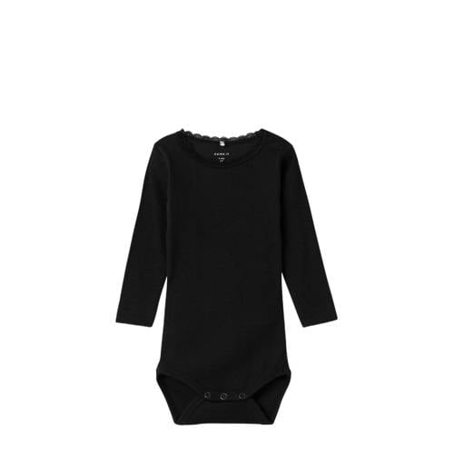 NAME IT BABY romper NBFKAB zwart Meisjes Katoen Ronde hals Effen - maat 80 afbeelding