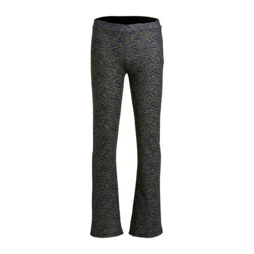 anytime flared broek met zebraprint zwart/khaki Groen Meisjes Polyester