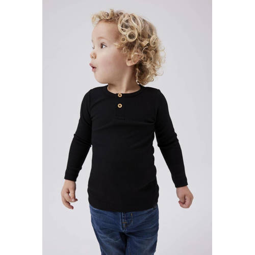 NAME IT MINI longsleeve NMMKAB zwart Jongens Stretchkatoen Ronde hals Effen - maat 98 afbeelding