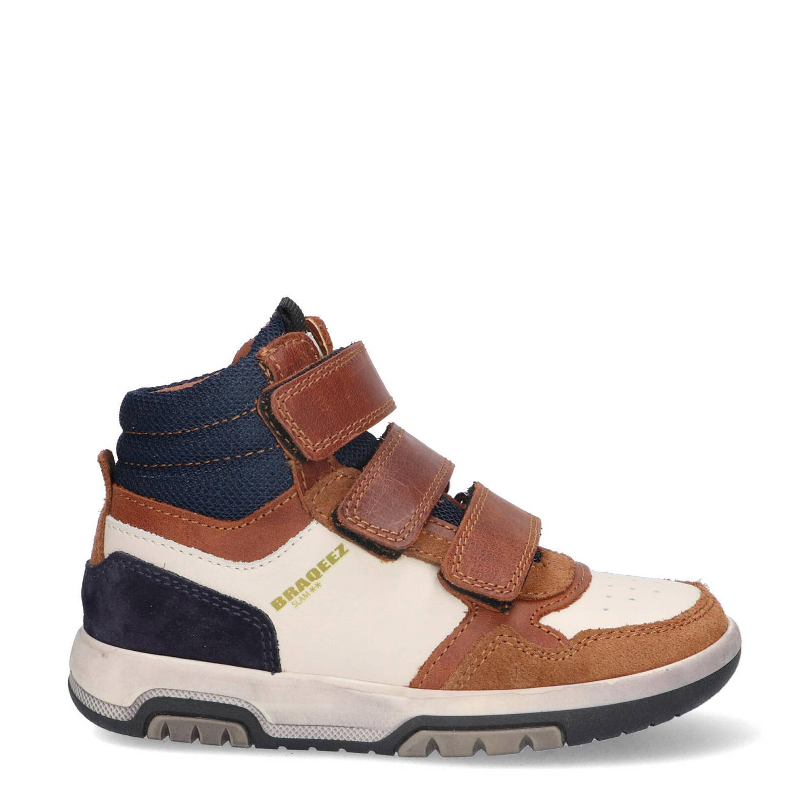 Braqeez Chiel Chicago leren sneakers cognac kleertjes