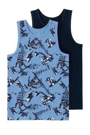 hemd NKMTANK TOP SNOWBOARD - blauw/donkerblauw (set van 2)