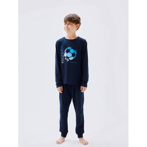 NAME IT KIDS pyjama NKMNIGHTSET FOOTBALL donkerblauw Jongens Stretchkatoen Ronde hals - 122/128