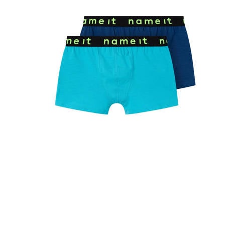 NAME IT KIDS boxershort NKMBOXER - set van 2 d.blauw/aqua Jongens Stretchkatoen